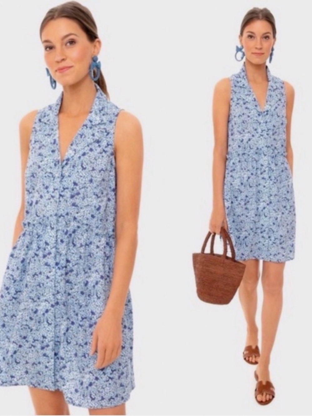 Tuckernuck Blue Hydrangea Royal Sleeveless Shirt Dress NWT XXXL Plus Size 3XL